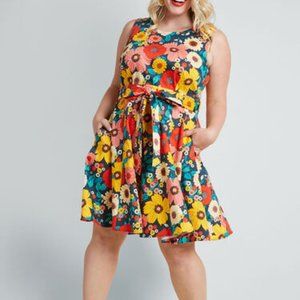 Hour by Flower A-Line Dress in Retro Blossom